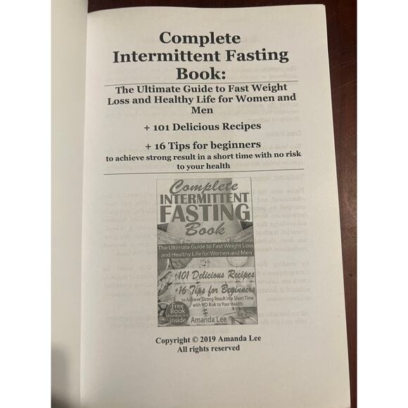 Complete Intermittent Fasting Book Ultimate Guide to Fast Weight Loss Amanda Lee - Picture 4 of 4